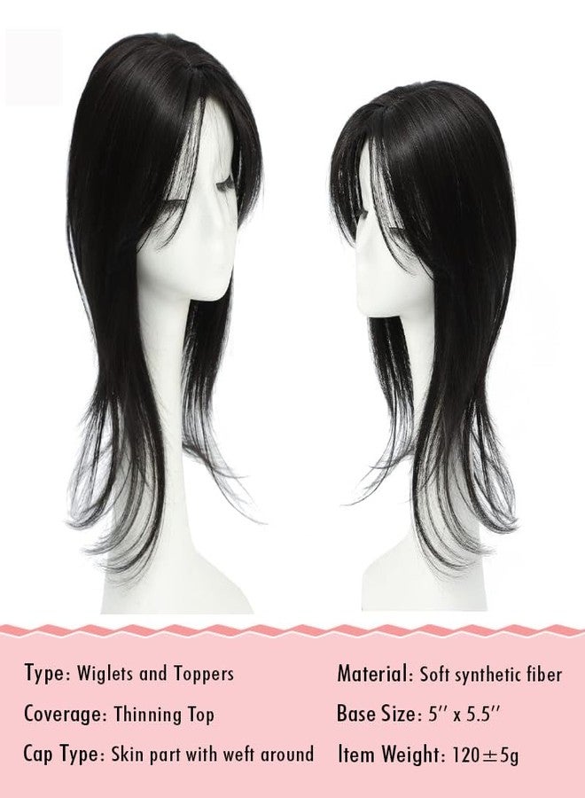 gulagula Hair Toppers for Women 18 inch Hair Topper Wiglets Synthetic Hairpieces for Women with Thinning hair 5.5x5 Inch Base - Image 4